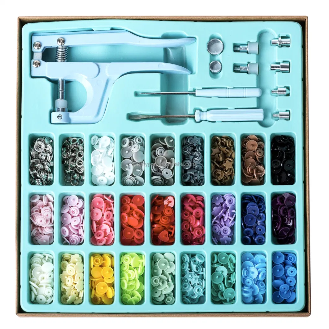 Shirt Resin Snap Fastener Set Colorful Metal Plastic Snap Buttons with Tools