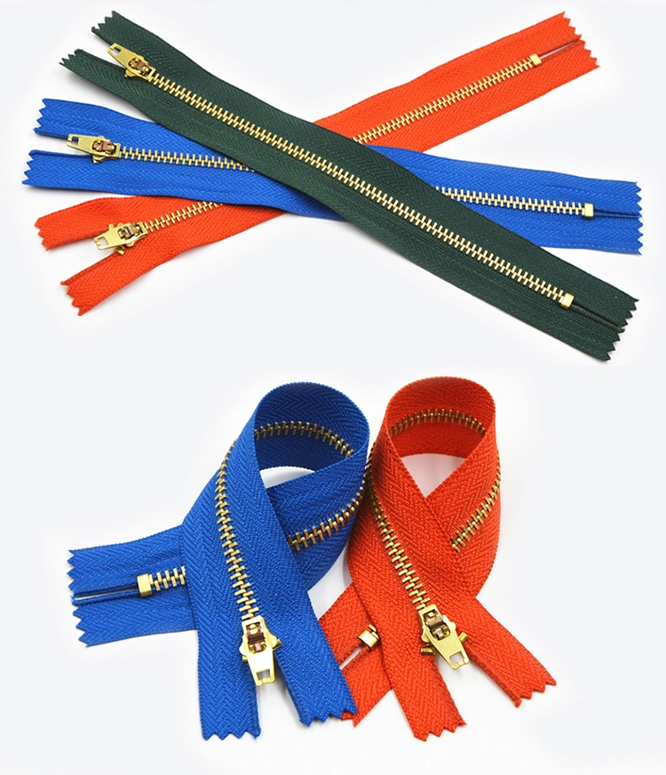 Denim Zippers #3 #4 Semi-Lock Sliders Metal Brass Zip Garment Accessories