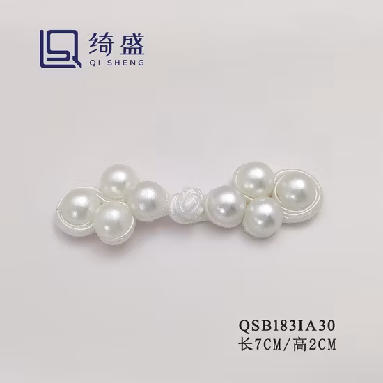 Chinese Style Custom Buttons/Chinese Knot Button/White Color Chinese Knot Button with Pearl