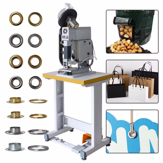 Semi Automatic Eyelet Grommet Punching Attaching Fixing Riveting Machine Hole Punching and Eyelet Setting in One Single Operation