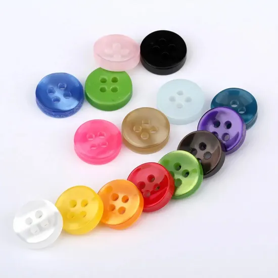 Sewing The Existing Round Four Holes Engraved Logo Polo Shirt Pearl Resin Polyester Plastic Button for Men Custom Children′s 