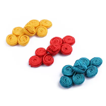 Handmade Traditional Flower Shape Chinese Frog Knot Button Colorful Cheongsam Button 