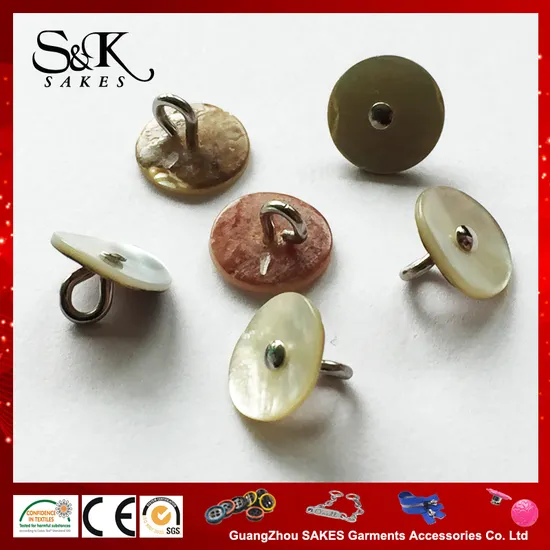 High Quality Natural Agoya Shell Button with Metal Hook for Garments 