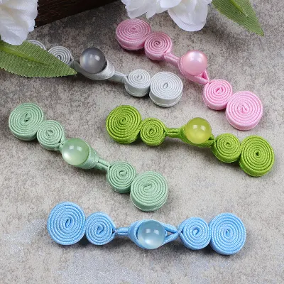 Chinese Frog Button with Faux Jade Bead DIY Tang Suit Knot Fasteners