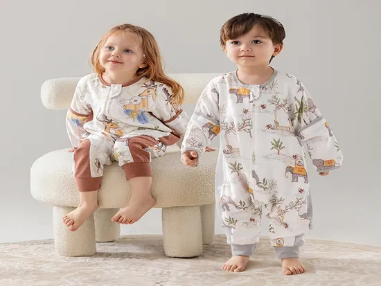 Wholesale Custom Double Layer Bamboo Cotton Baby Sleeping Bag Newborn Button Breathable 