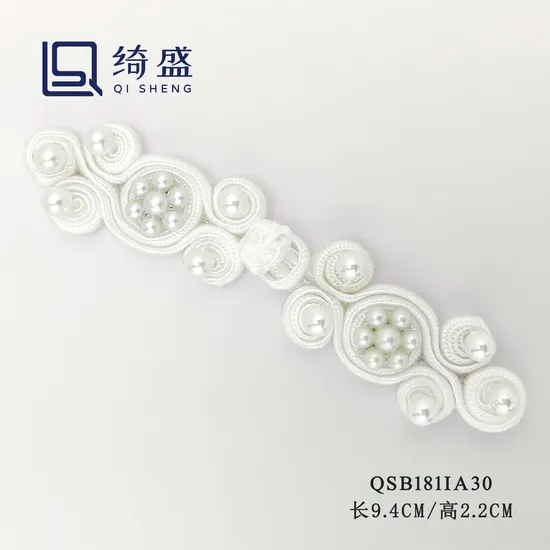 Chinese Style Custom Buttons/Chinese Knot Button/White Color Chinese Knot Button with Pearl 